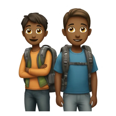 Two kids with backpack together sticker