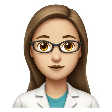 Laboratory girlie, white complexion, long brown hair, brown eyes sticker