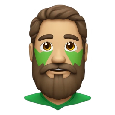 personaje mexicano de poca barba, ojos grandes, nariz ancha, ceja en forma triangular, viste boina y playera tipo polo verde sticker
