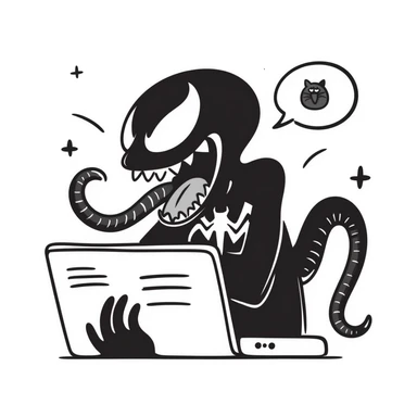Venom in Notion-style hand-drawn doodles sticker