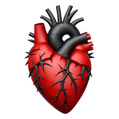 black anatomical heart in torns sticker