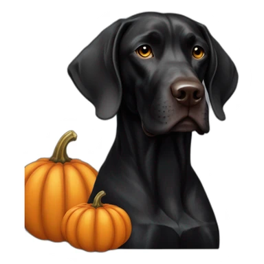 all black german short haired pointer with a pumpkin sticker