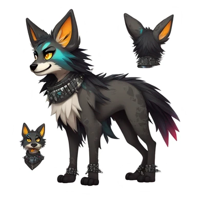 cool edgy animal fursona creature by griffsnuff & LiLaiRa & Falvie with badass colors and a spiked collar full body sticker