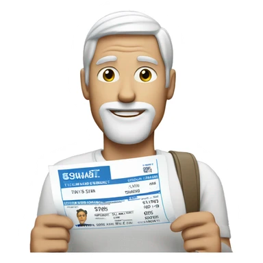 White Man holding a receipt, with a straight face  sticker