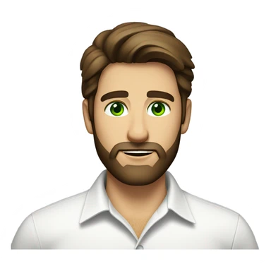 handsome optimist brunette man and beard green eyes wearing white button down shirt  sticker