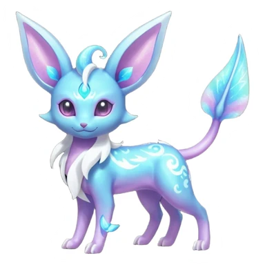 Shiny Sparkly Bioluminescent Glowing Espeon-Lumineon-Vaporeon-Amaura-Dragonair-Sylveon-Fakémon-hybrid-creature (full body)  sticker