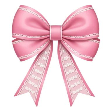 coquette thin bow pink with white lace  sticker