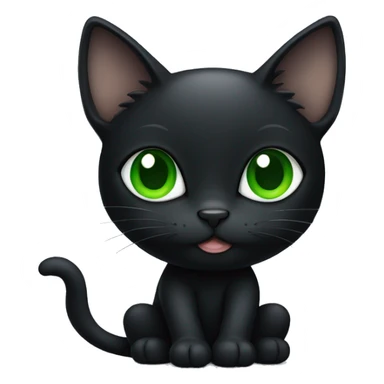 Black cat sitting down with green eyes sticker