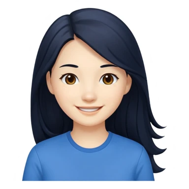 검정 긴머리에 청순한 직장인의 모습 파란셔츠입고 웃고 있으면 좋겠어 sticker