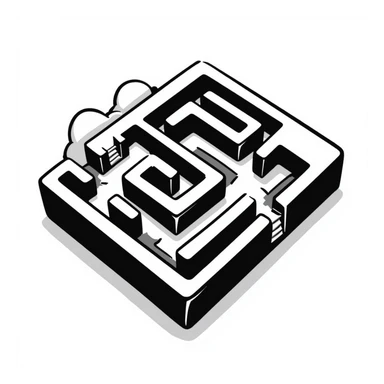a maze in a hand-drawn doodle style, black lines sticker