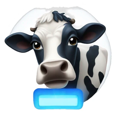 blue light with cow sticker