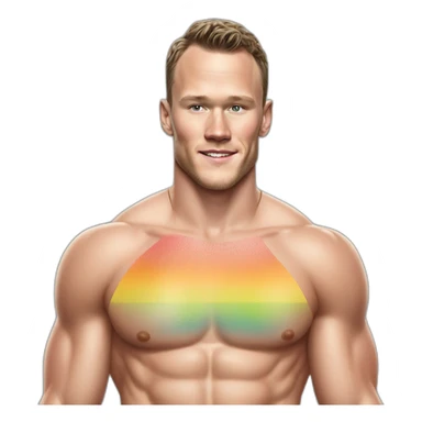 Jonathan Toews as a beach body; rainbow theme sticker