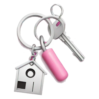 Pink key chain with silver key sticker