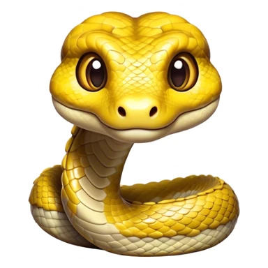 Cinematic Cute Python Portrait Emoji, Head tilted playfully and inquisitively, with a sleek, patterned body accented by vibrant scales and round, sparkling eyes full of charm, Simplified yet irresistibly adorable features, highly detailed, glowing with a warm, inviting glow, high shine, affectionate and lively, stylized with a touch of exotic whimsy, bright and endearing, soft glowing outline, capturing the essence of a mischievous yet loving python that seems as if it could slither out of the screen into your arms! sticker