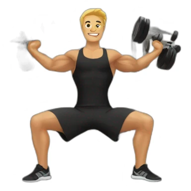 guy workout in gym with dumbell shoulder press sticker
