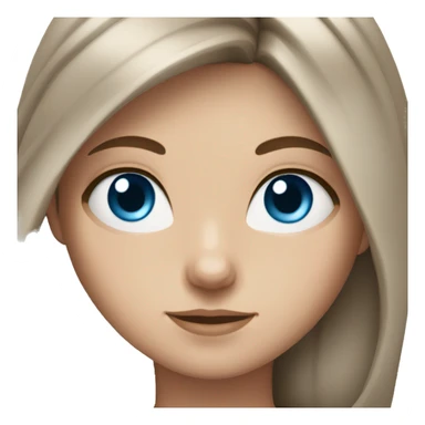 White girl with long brown hair and blue eyes sticker