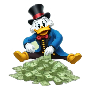 Scrooge McDuck counting money sticker