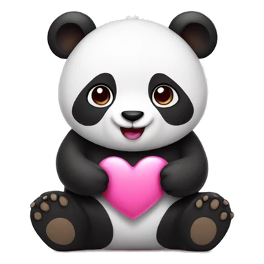 Panda with pink heart sticker
