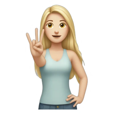 white girl showing three fingers on one hand sticker