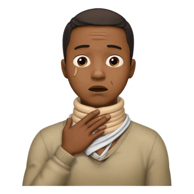 make a photo of a black man who is choking himself with his hands but his hands are on his neck sticker