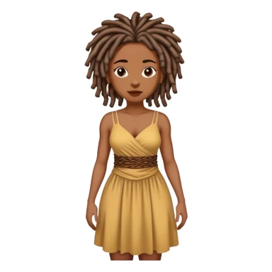 Black woman with locs with a dress sticker