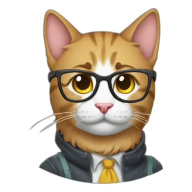 Nerd cat sticker