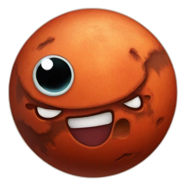 planet Mars with a cartoon smirking spider face sticker