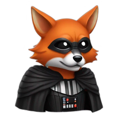 fox with a darth vader mask sticker