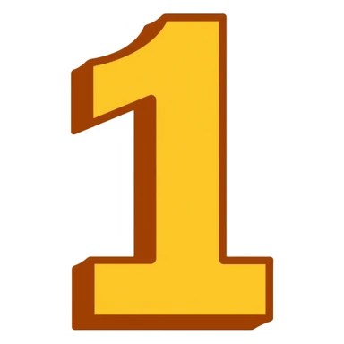 Number 1 on a yellow volumetric background sticker
