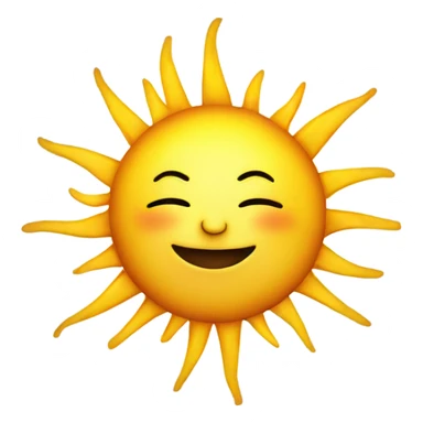 A simple, vibrant sun emoji with rays emanating, symbolizing energy and enlightenment. Transparent background sticker