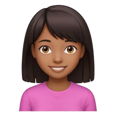 garota preta dando joiha sorrindo com cabelos médios lisos franjas separadas e olhos castanhos escuros sticker