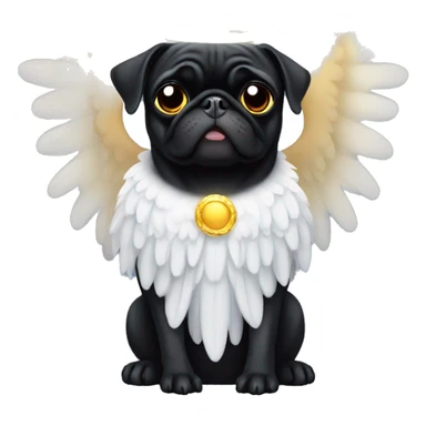Black pug with angel wings and a halo sticker