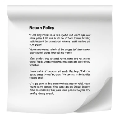 just 2 words "return policy", no background sticker