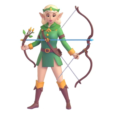 female elf ranger with bow sticker