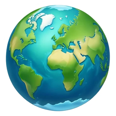 Earth globe with green continents forming a stylized artistic number 812, blue oceans, iOS emoji style, similar to previous design sticker