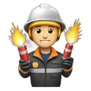 Pyrotechnician with ignition control and fireworks sticker
