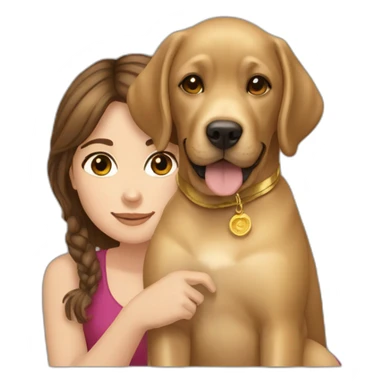 Brown hair girl with a gold labrador sticker