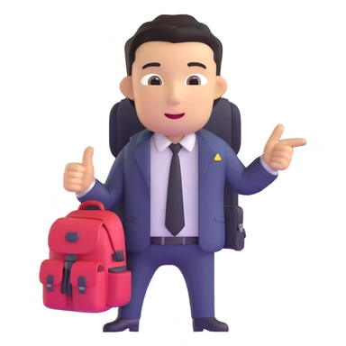 sherpa with a backpack pointing the way for a businessperson in a suit sticker