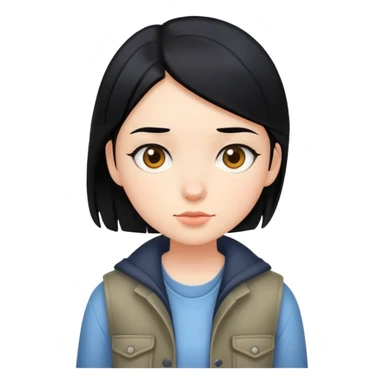 girl with black hair, wearing boyish clothes sticker