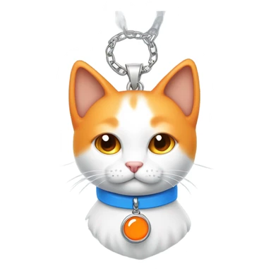 cute white orange cat with blue collar and orange pendant  from half side perspective are u crazy? sticker