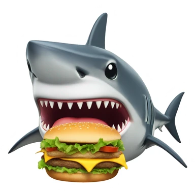A shark eating a burger sticker