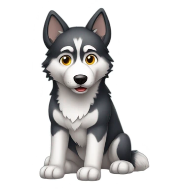 huskie sit full body sticker