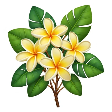 Frangipani big bouquet, stem, leaf sticker