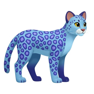 Colorful bluish cute adorable tropical exotic fruity blueberry-themed rosy Caracal-Cheetah-Serval-Snow-Leopard-Trico-Sergal-Vernid-fusion-hybrid-animal-creature, full body, with tribal markings sticker