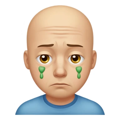 sad man with bald spot and boogers sticker