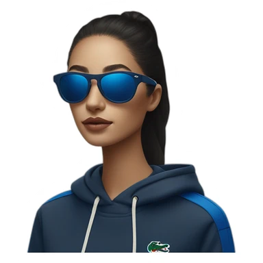 Lacoste bag girl with black lacoste hoodie e and blue oakley sportive sunglass  sticker