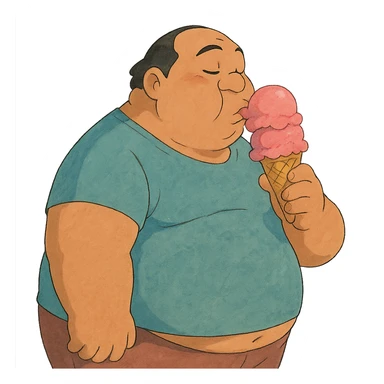 fat man with ice cream, inspired by Lilo and Stitch sticker