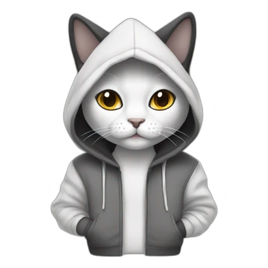 Cat who is black and white wearing hoodie sticker