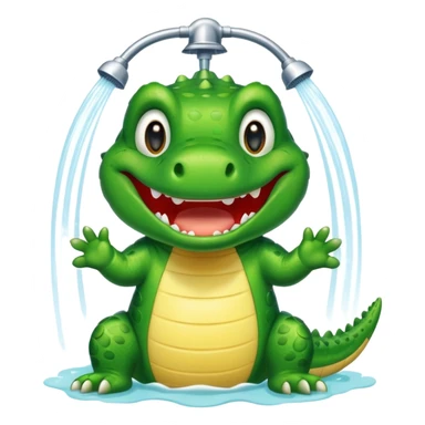 Cute crocodile is showing under the shower like game Where's my water sticker