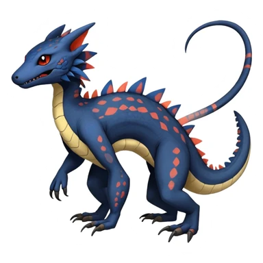 Rare realistic exotic edgy gothic cool badass epic pretty beautiful handsome gorgeous aesthetic colorful vibrant Vernid-Trico-species-Fakemon-Salandit-hybrid-creature by LiLaiRa, 4 legs, 1 tail, random markings, (full body) sticker